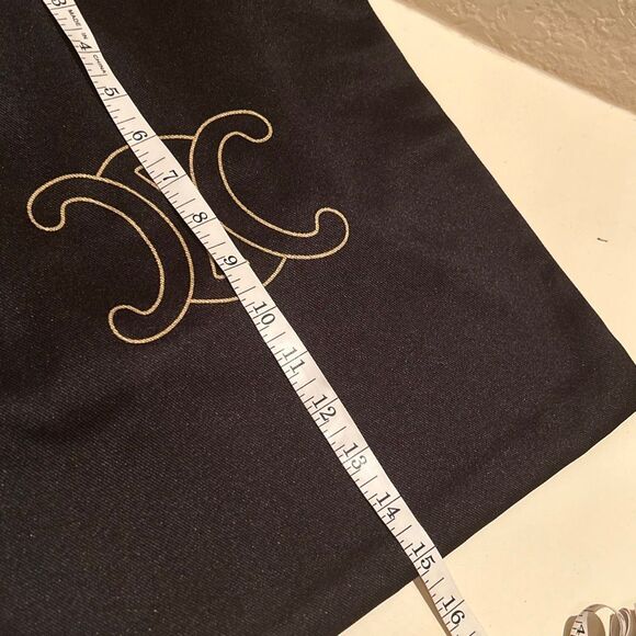 Celine Black Canvas Tote Bag Gold Logo Reusable Shopper NEW - Picture 6 of 8